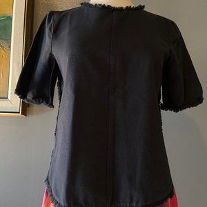 Black Denim Frayed edge Top XS/S